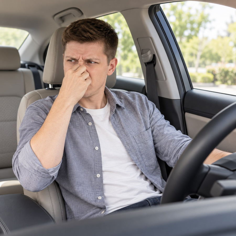 That smell when you open the car door.
